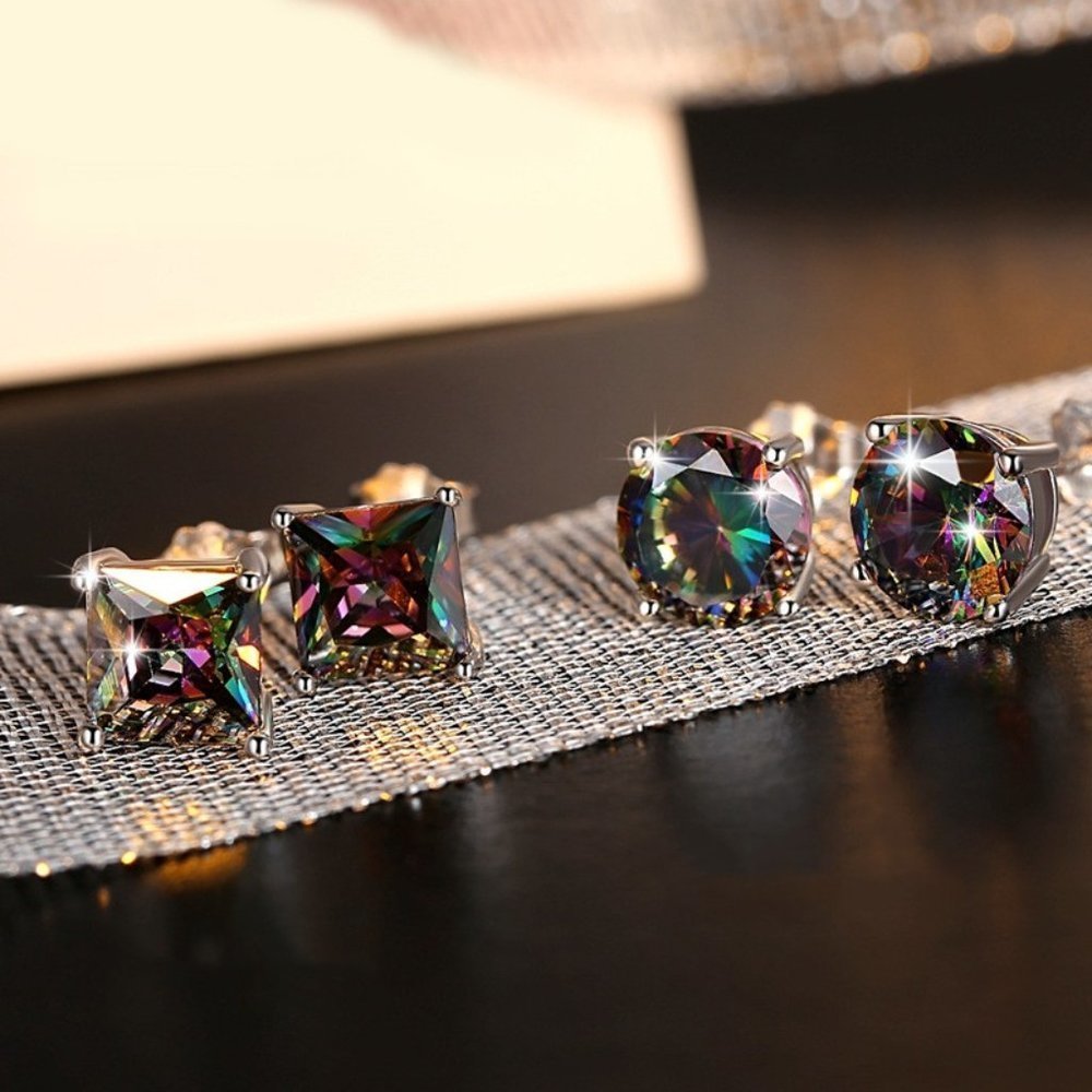 ✨Round Colorful Micro Pave Zircon Stud Earrings for Women, EVGG1033 - Picture 4 of 4